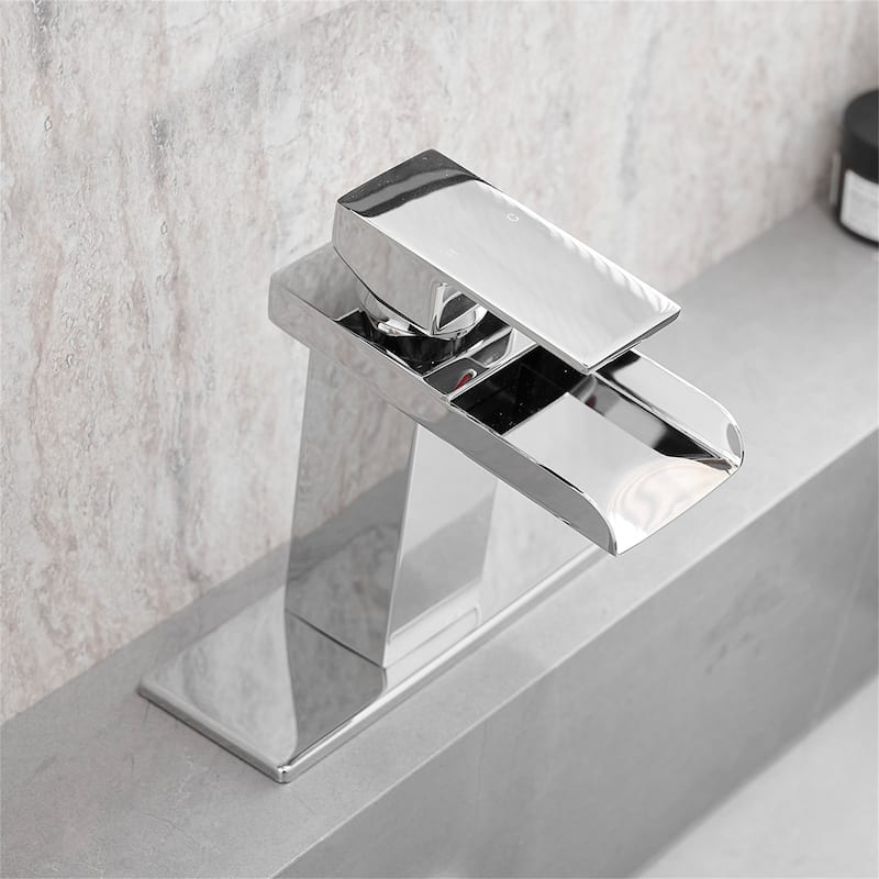 Single Handle Bathroom Faucet with Deck Plate 304 Stainless Steel 1 Hole Modern Bathroom Sink Basin Faucets
