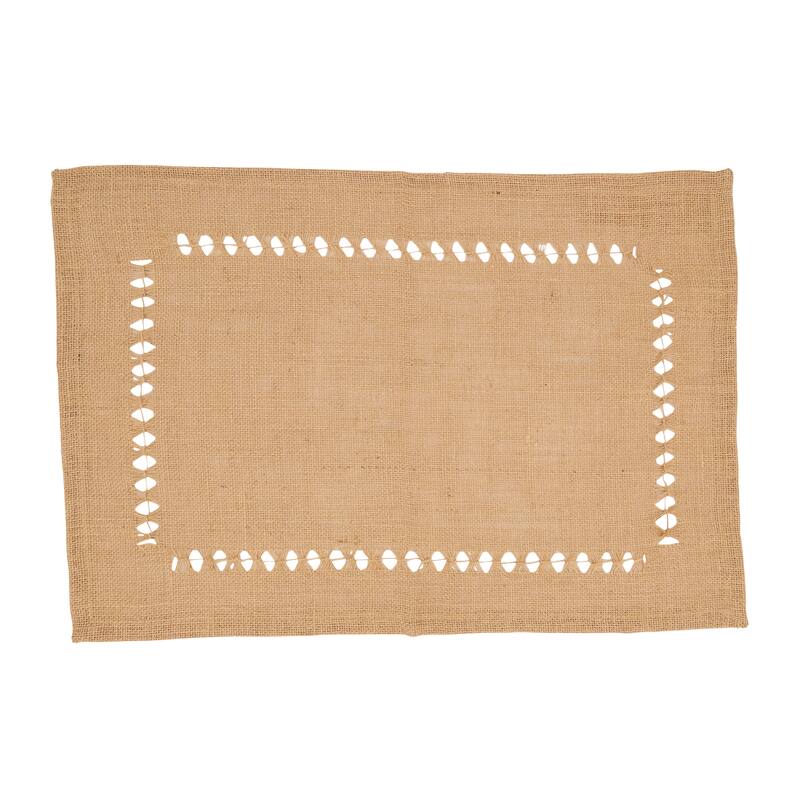 Earthy Elegance Jute Hemstitch Placemat (Set of 4) - Set of 4 - Natural