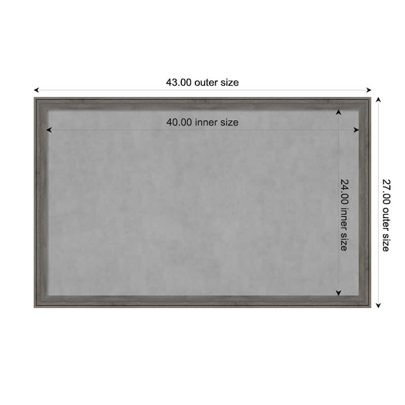 Amanti Art Regis Barnwood Grey Narrow Framed Magnetic Board - Board Size 40x24
