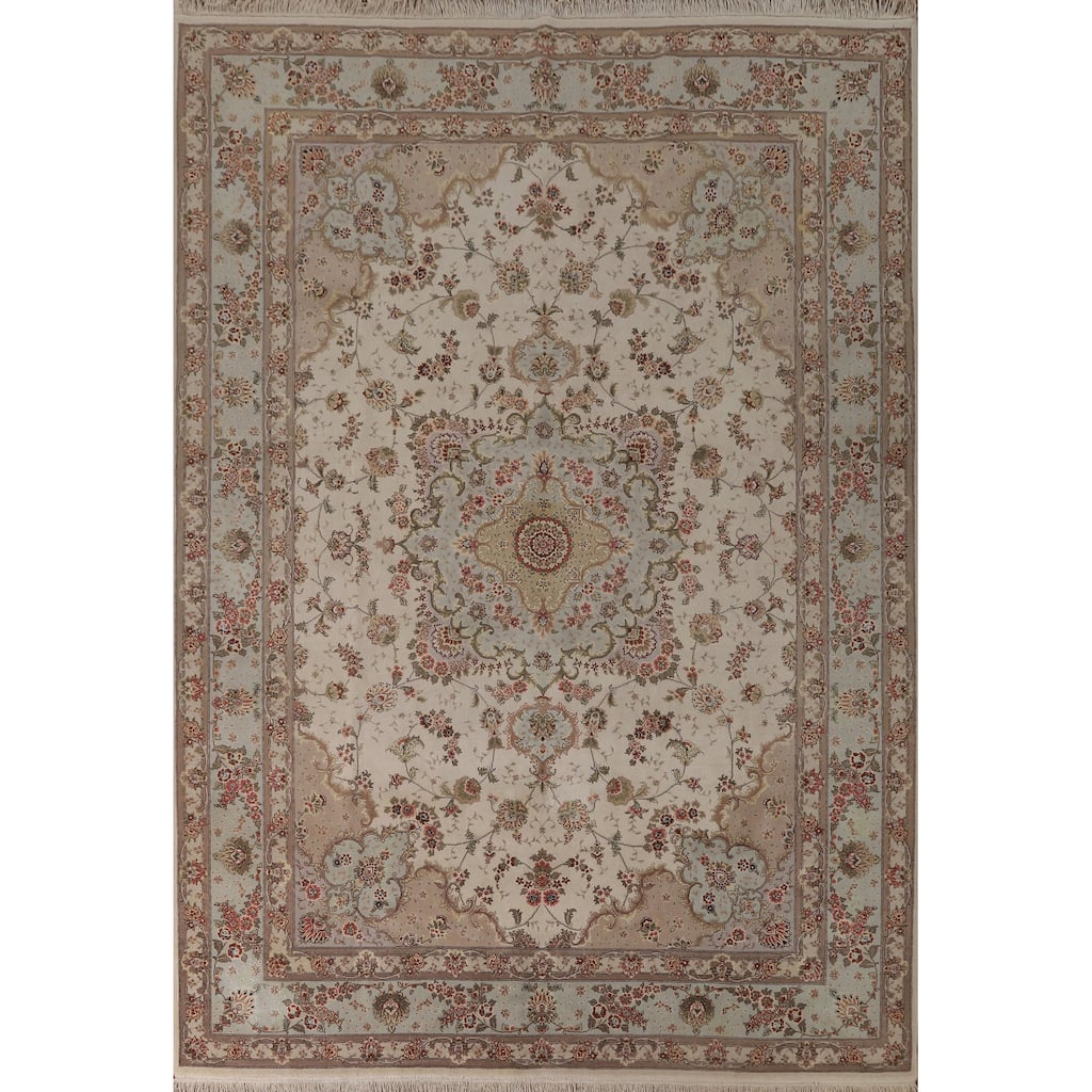 Vegetable Dye Tabriz Chinese Area Rug Handmade Wool Carpet - 8'8" x 11'6"