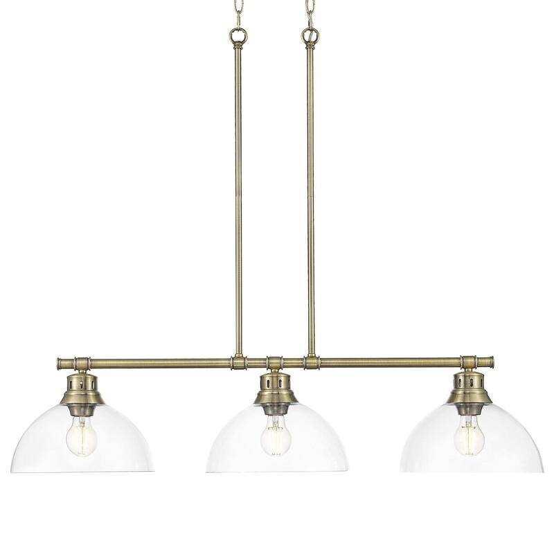 Golden Lighting 3602-3LP AB Duncan 3 Light 40" Wide Linear Pendant - Aged Brass / Clear