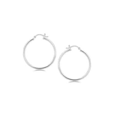 Sterling Silver Thin Polished Hoop Style (30mm) Women's Earrings