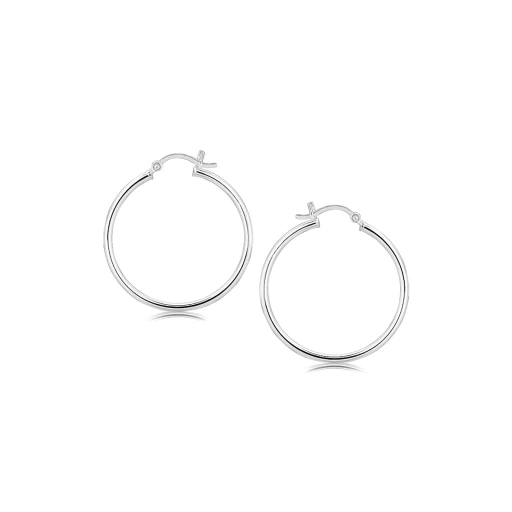 Sterling Silver Thin Polished Hoop Style (30mm) Women's Earrings