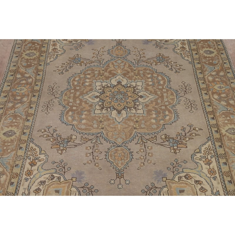 Tabriz Persian Area Rug Hand-Knotted Bedroom Wool Carpet - 6'6"x 9'5"