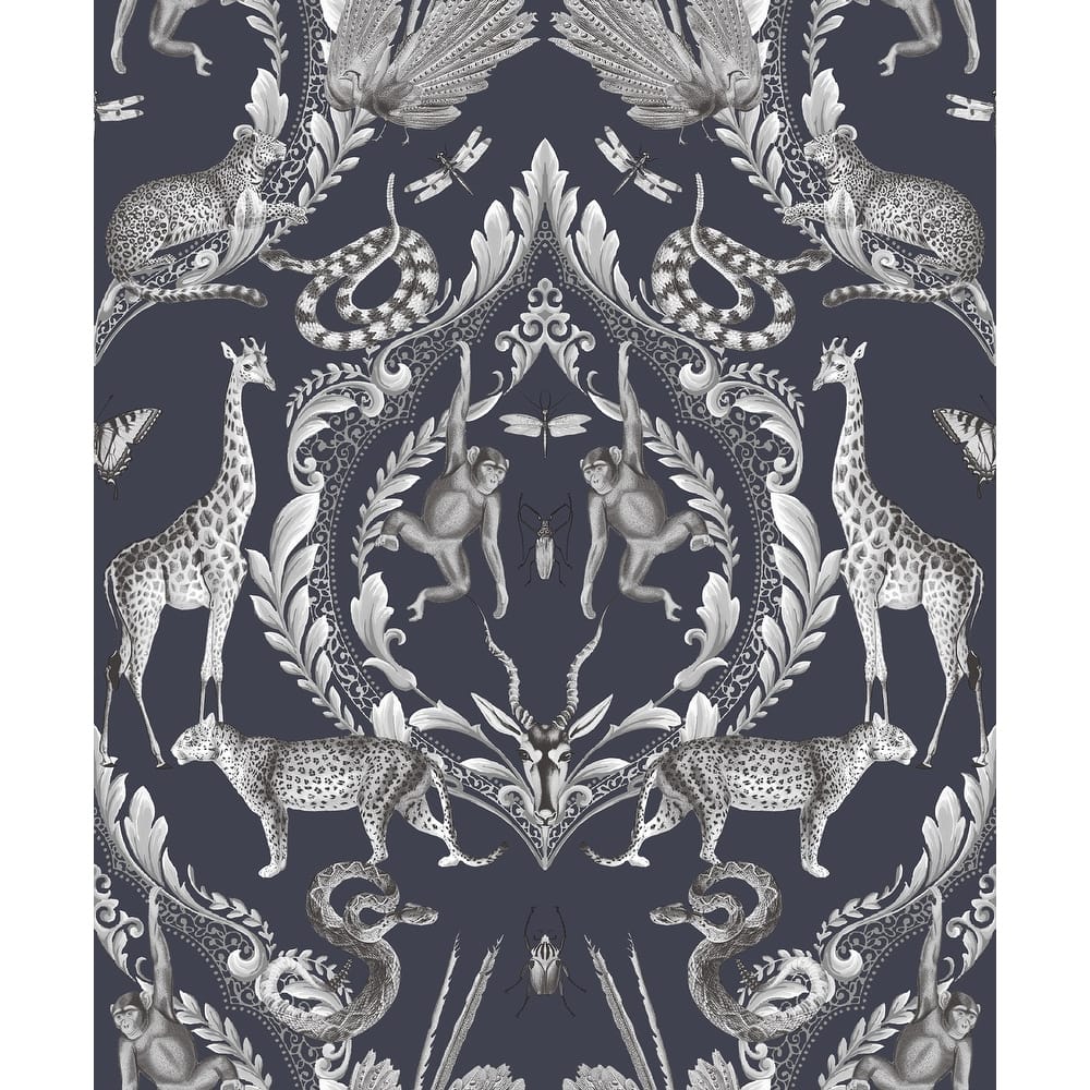 Galerie Wallcoverings Bazaar Jungle Menagerie Damask Non-woven Metallic Wallpaper Roll