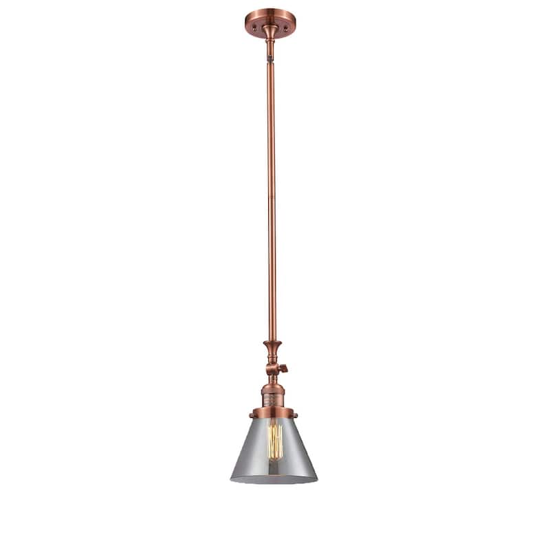 Innovations Lighting Large Cone 8" Wide Adjustable Mini Pendant - Antique Copper / Smoked