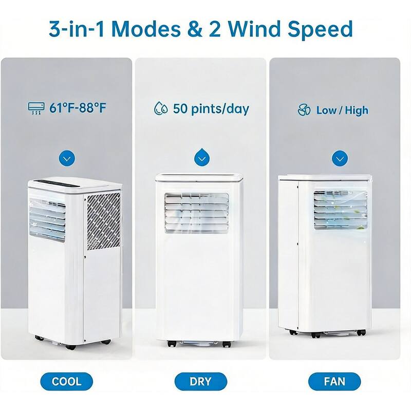 8000 BTU Portable Air Conditioners, with Cooling, Dehumidifier & Fan