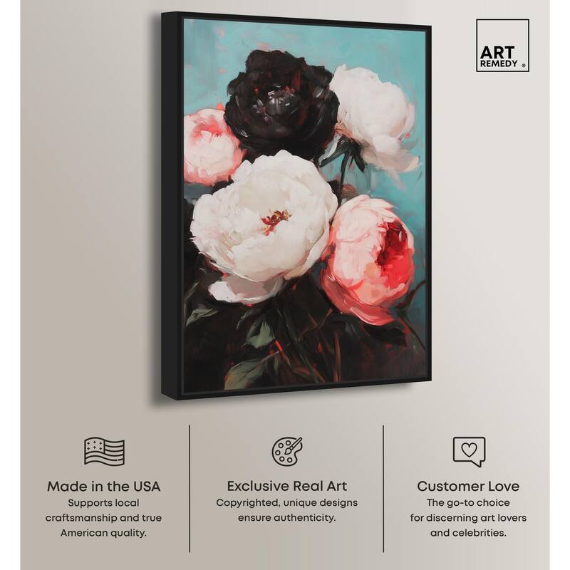Three Shades of Peony III Canvas by Art Remedy