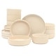 preview thumbnail 1 of 16, Gibson Elite Deerfield 16-Piece Stoneware Dinnerware Set - Stackable Plates and Bowls, Reactive Glaze Finish, Service for 4 Cream White
