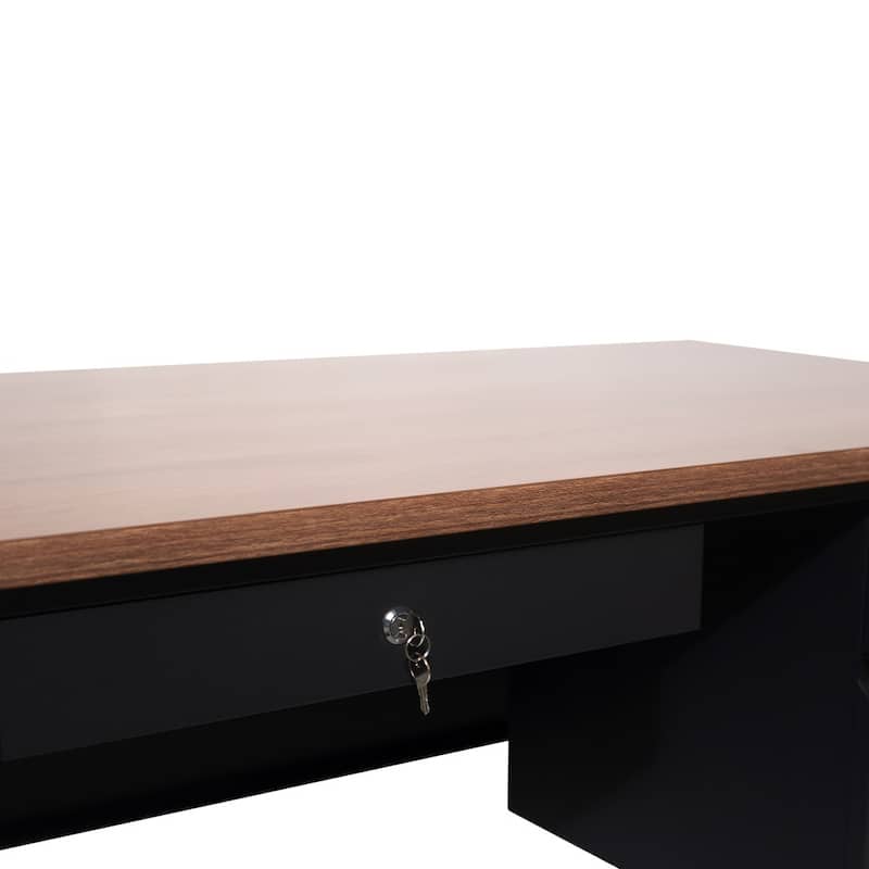 Commercial Right Side Single Pedestal Desk with 3 Locking Drawers