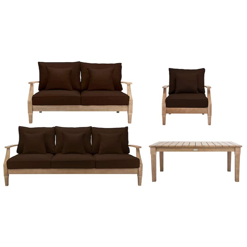 SAFAVIEH Couture Outdoor Patio Furniture Martinique Wood Arm Chair - 31"W x 36"D x 33"H