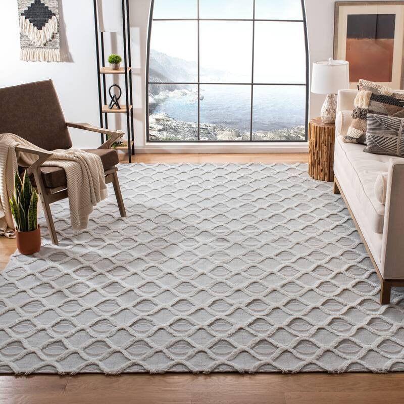 SAFAVIEH Handmade Marbella Edite Modern Polyester Rug - 8' x 10' - Beige/Ivory