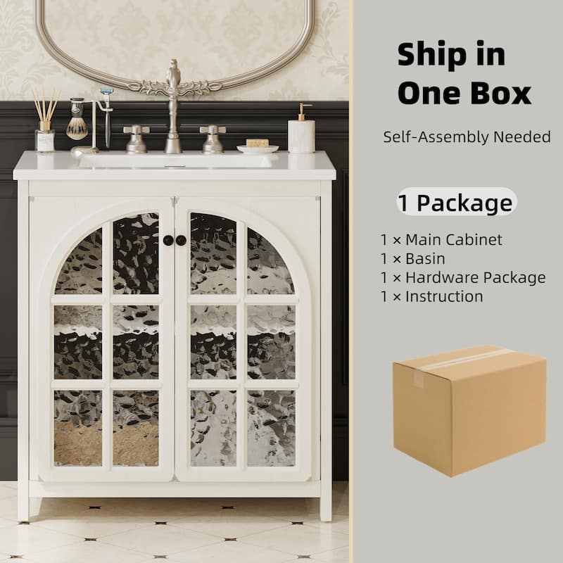 Farmhouse Bathroom Vanity with Ceramic Sink