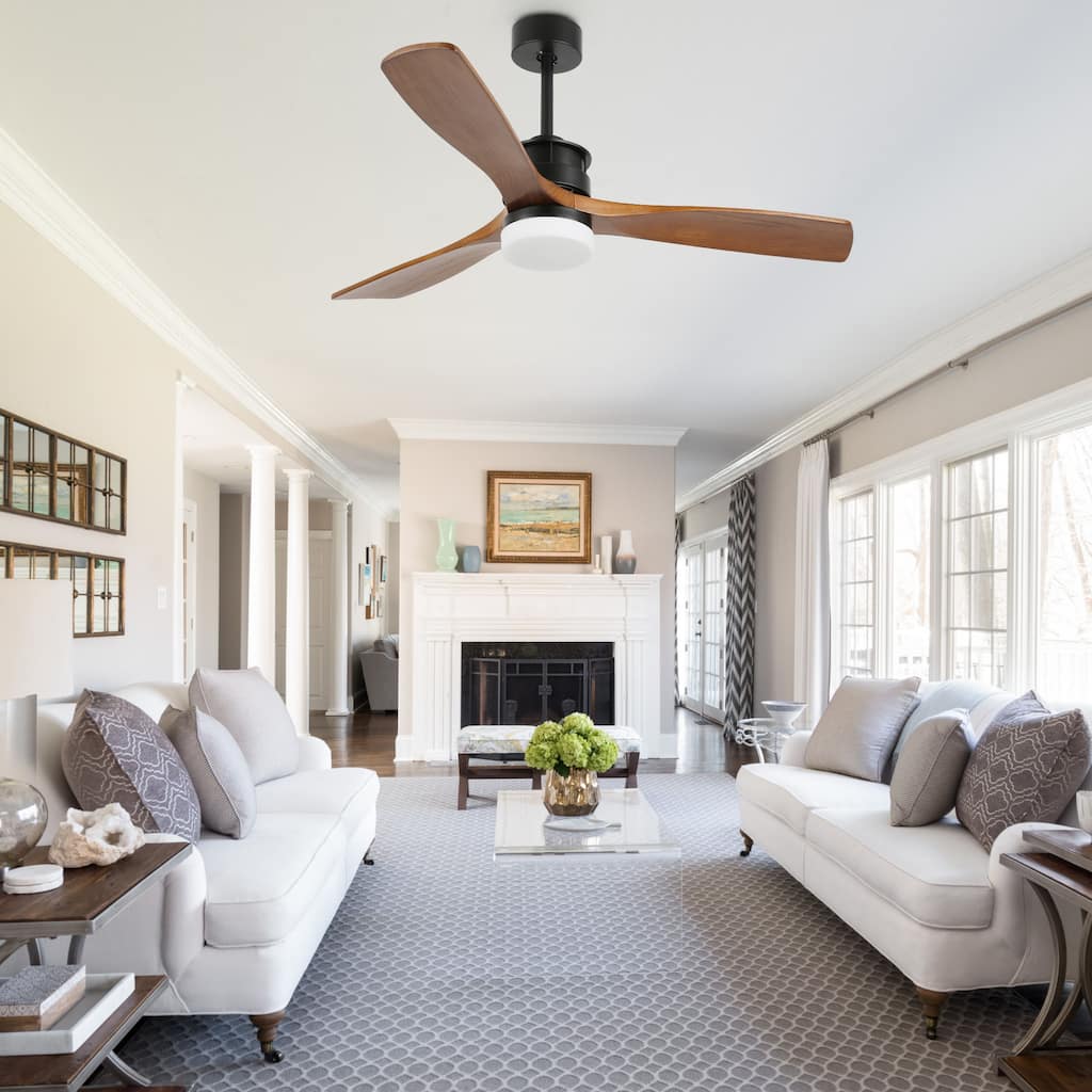 Oaks Aura Gamay 52 in. LED Indoor Solid Wood Reversible Scandi-Japanese Ceiling Fan With Latest DC Motor Technology