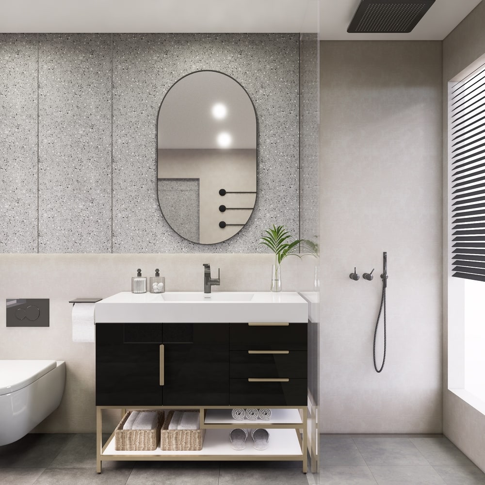 Noble 42" Free Standing Vanity (R Drawer) with Reinforced Acrylic Sink - 42" Width