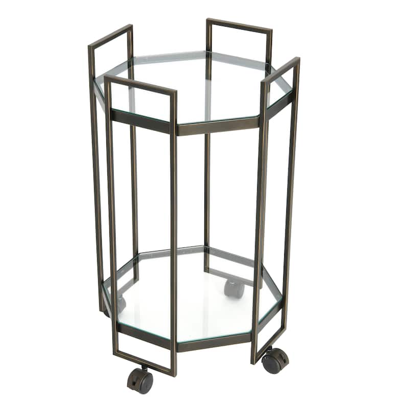 Octagon 2-Tier Metal Bar Cart
