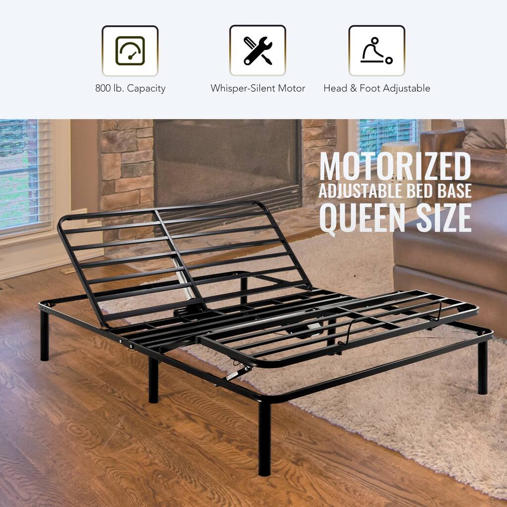 Electric Adjustable Queen Bed Frame Head and Foot Elevating Metal Bed Base