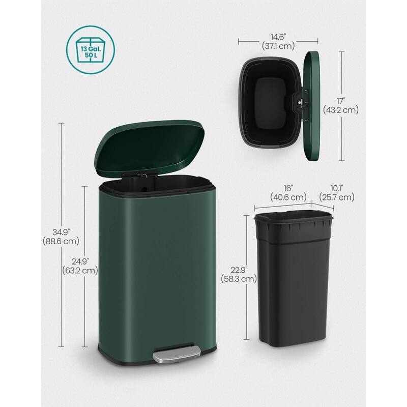 Stainless Steel Step Open Trash Can with Hinged Lid