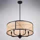 preview thumbnail 11 of 12, Berens 5 Light Matte Black Modern Farmhouse Drum Pendant Fixture with Rattan Cane Shade - 24-in W x 13.5-in H x 24-in D