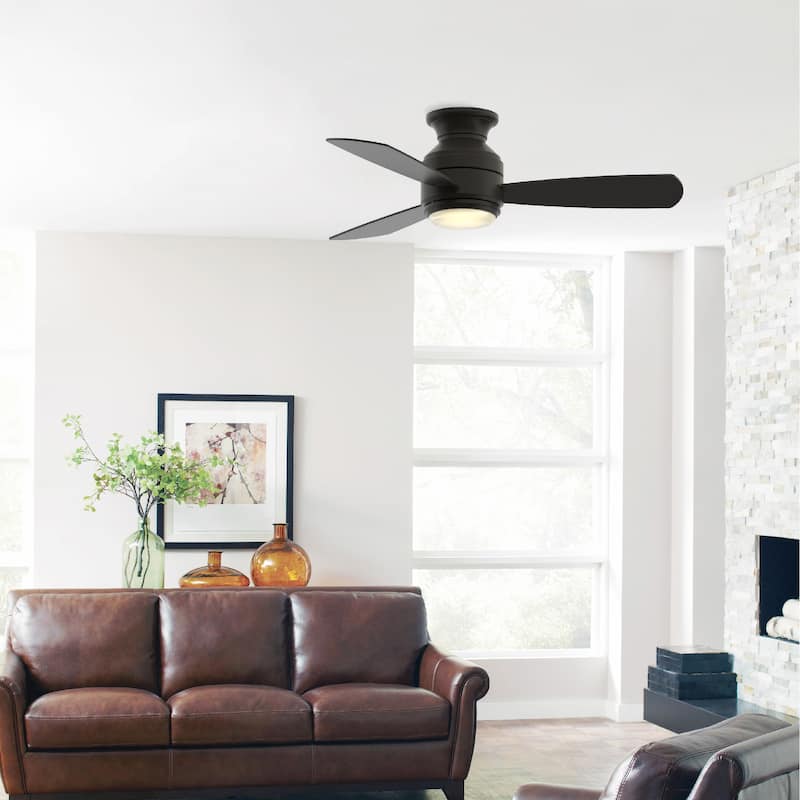 Fanimation Studio Collection Level 44 inch Aged Bronze Ceiling Fan with LED Light and Wall Control
