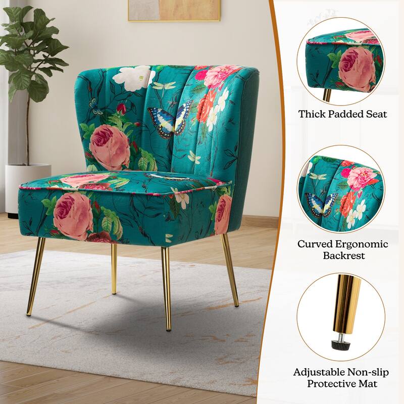 Almira Contemporary Upholstered Armless Side Chair with Tufted Back Set of 2 by HULALA HOME