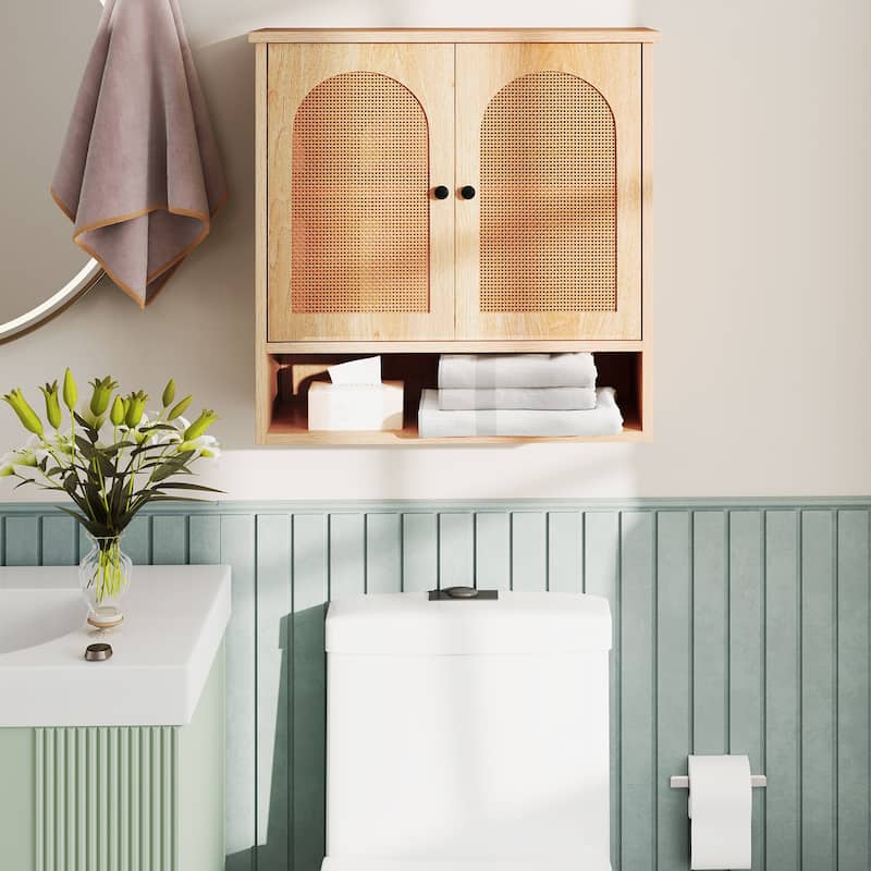 Gymax Bathroom Wall Cabinet Deep Bathroom Cabinet w/ Adjustable
