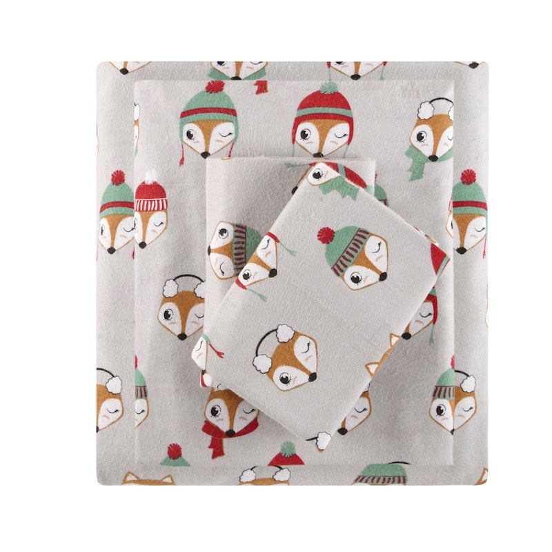 Intelligent Design Cozy Soft Cotton Flannel Printed Sheet Set