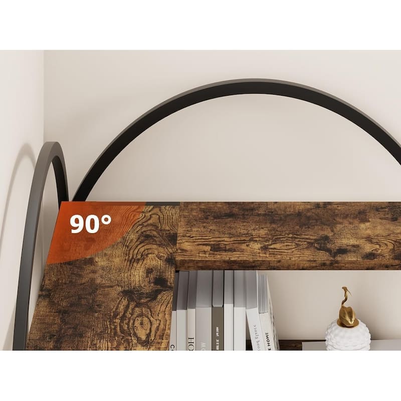 5-Tier L-Shaped Corner Bookshelf, Freestanding Storage Display Shelf for Living Room - N/A