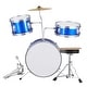 preview thumbnail 1 of 12, Kids Drum Set, 3-Piece, 14 in Beginner Drum Set with Adjustable Throne Cymbal Pedal Two Pairs of Drumsticks - 14 in Blue