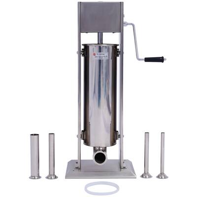 1.3-Gallon Stainless Steel Commercial Dual Speed Vertical Sausage Maker Meat Filler with 4 Stuffing Tubes