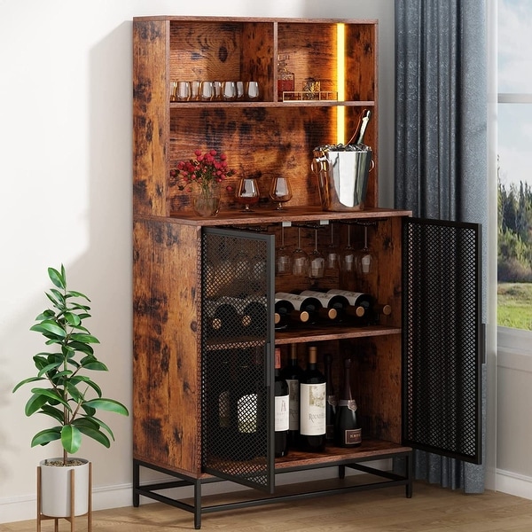 Auromie Freestanding Wine Bar Cabinet