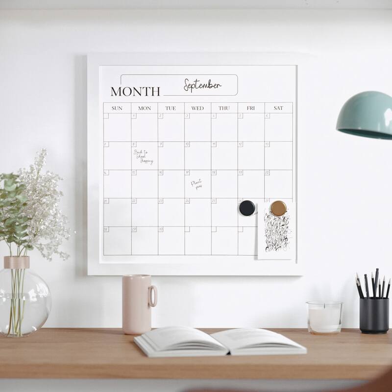 Martha Stewart Dry Erase Magnetic Monthly Calendar and with Woodgrain Frame
