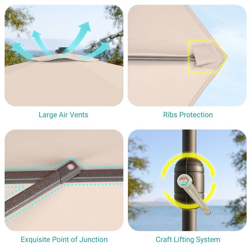 Bonosuki 9ft Patio Umbrella Market Table Umbrella with Tilt and Crank