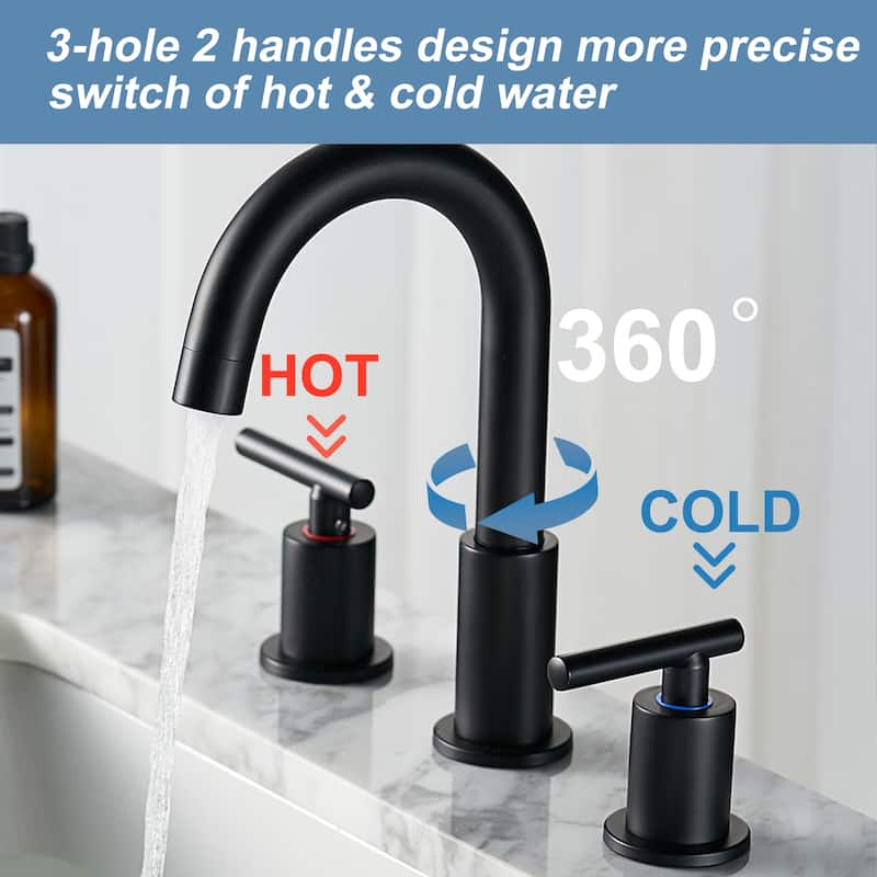 WOWOW Widespread 8 in.Double Handle Bathroom Faucet