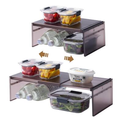 Yamazaki Home Expandable Refrigerator Riser Shelf, Plastic, Expandable - L 7.87 x W 17.91 x H 4.96 inches
