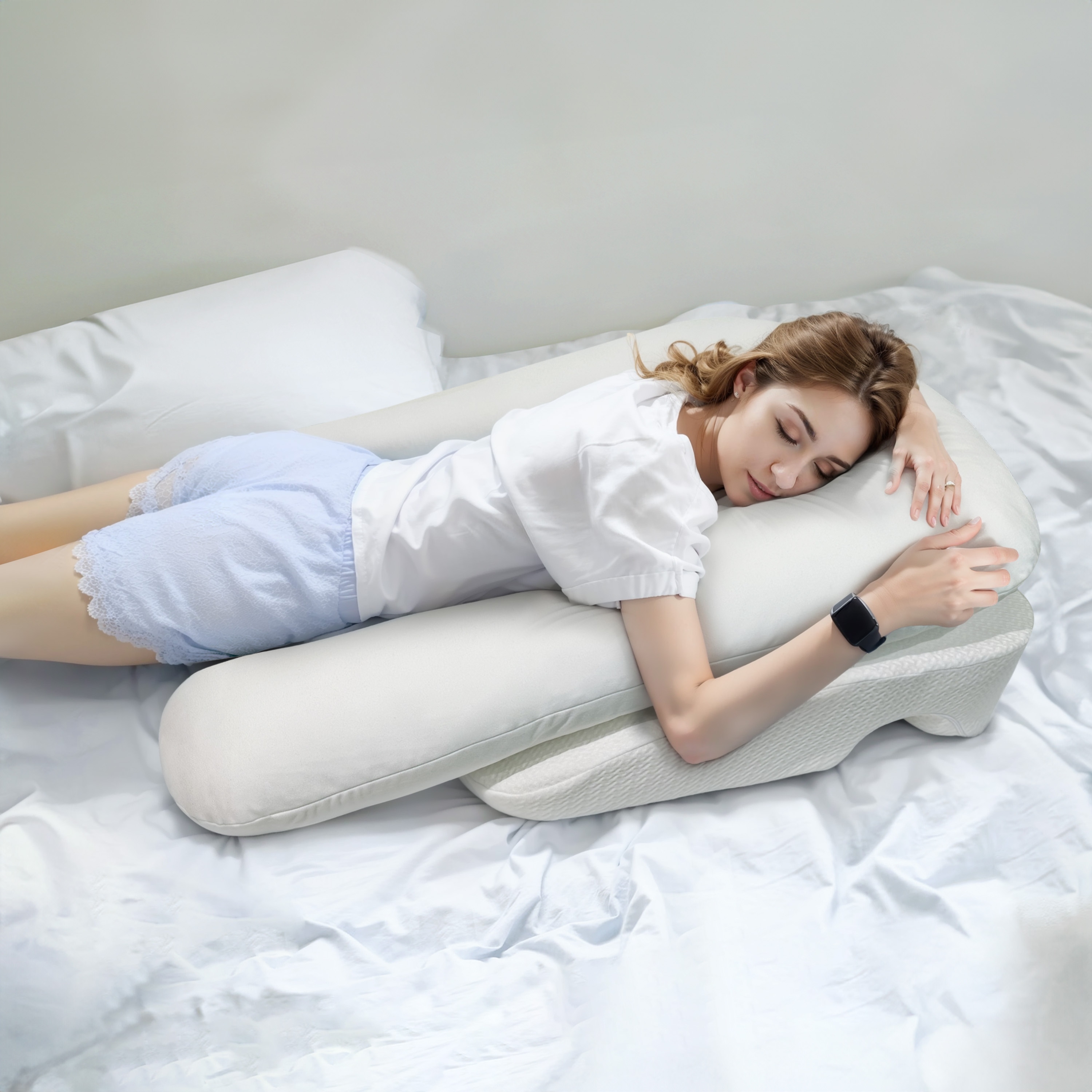 WOWMAX Shoulder Relief Bed Wedge U Shape Body Pillow System for Side Sleepers Acid Reflux Bed Bath Beyond 40648544
