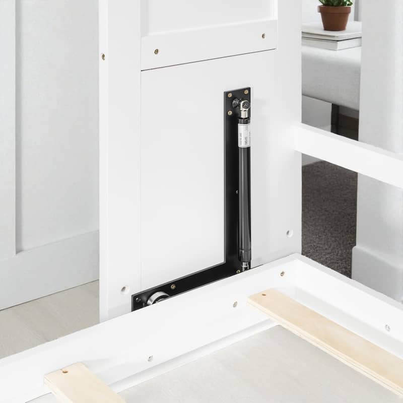 Twin Size Murphy Bed with TV Stand, 2 Storage Drawers, Shelves & Cabinets, Foldable Wooden Bed for Bedroom or Apartment