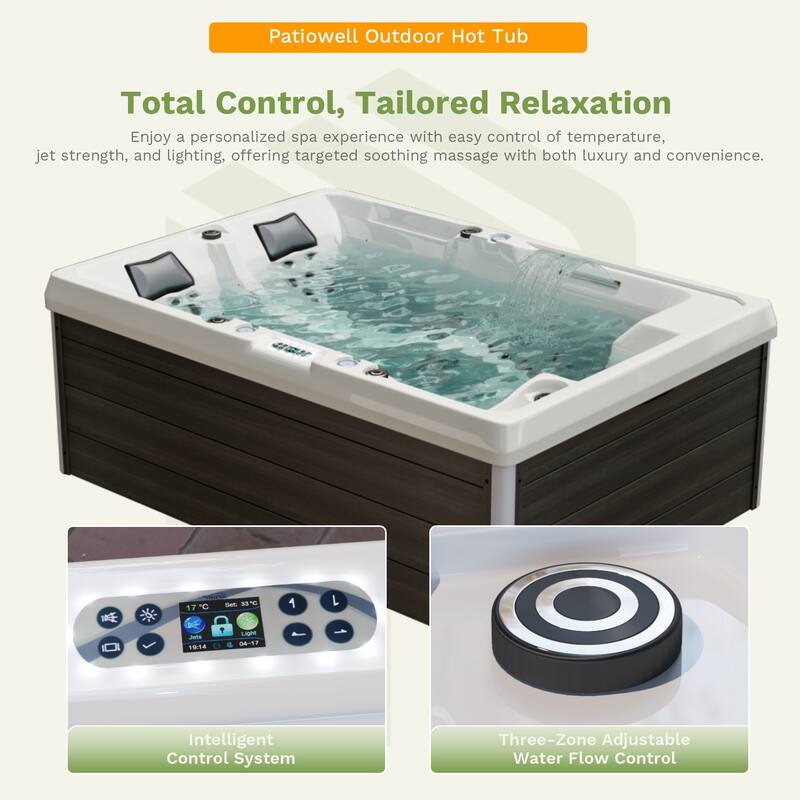 Patiowell 4-Person 41 Jets Hot Tub with Digital Control System-The Fresh Water System and LED Lighting-Intelligent