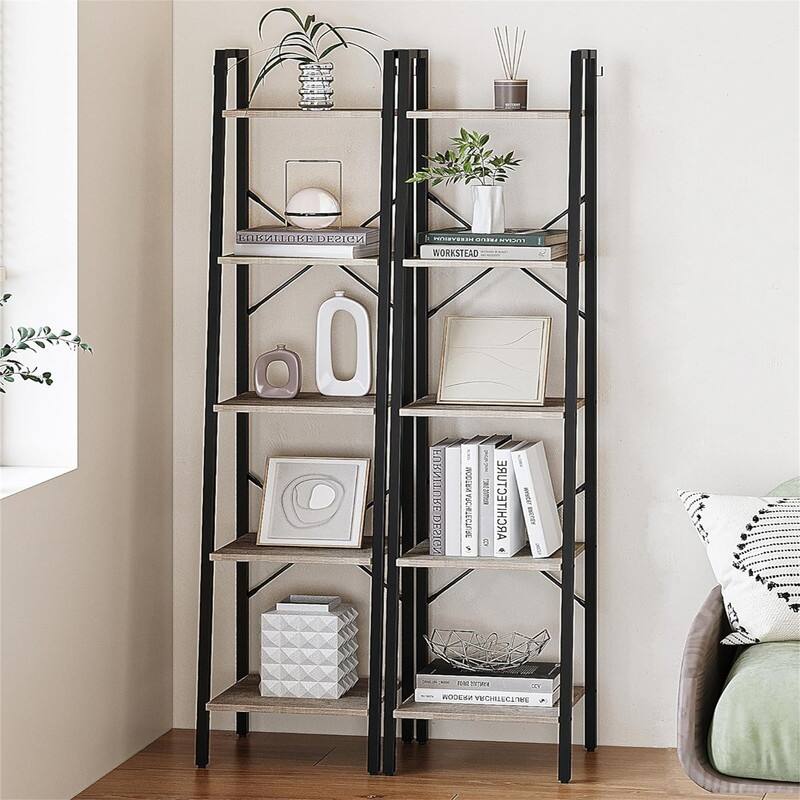Freestanding Corner Storage Shelve with 2 Hooks for Home Office - 11.8"D x 13.4"W x 63"H