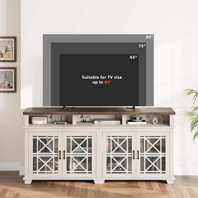 TV Stand for 80 inch,Entertainment Center with LED Lights and Storage