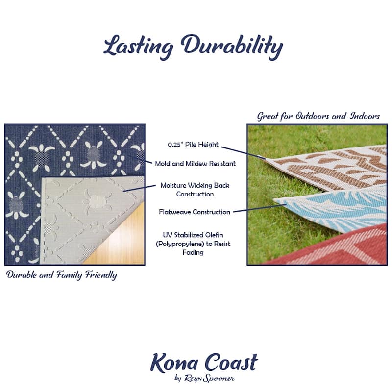 Reyn Spooner Kona Coast Kappa Brown Hawaiian Tribal Flatweave Indoor/ Outdoor Area Rug Runner - 2'2" x 6'