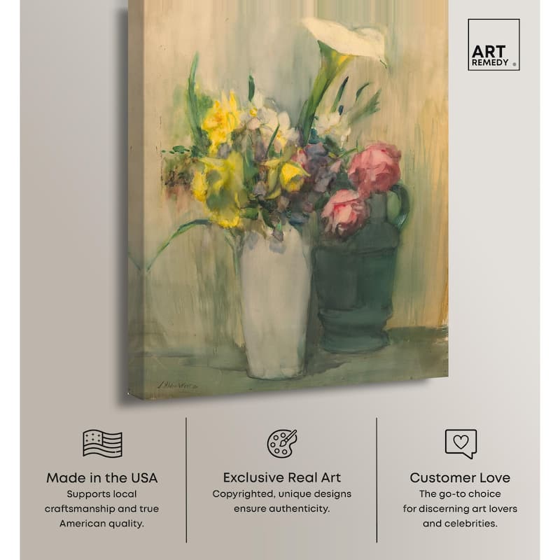 Flowers by Julian Alden Weir Canvas by Art Remedy, Gallery Wrapped