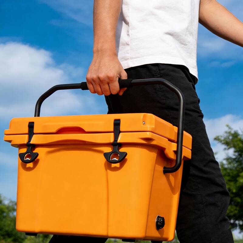 25QT Portable Cooler, Insulated Hard Cooler with Bottle Opener, Cup Holder, Forming Ruler, Travel, Beach, Camping, Fishing