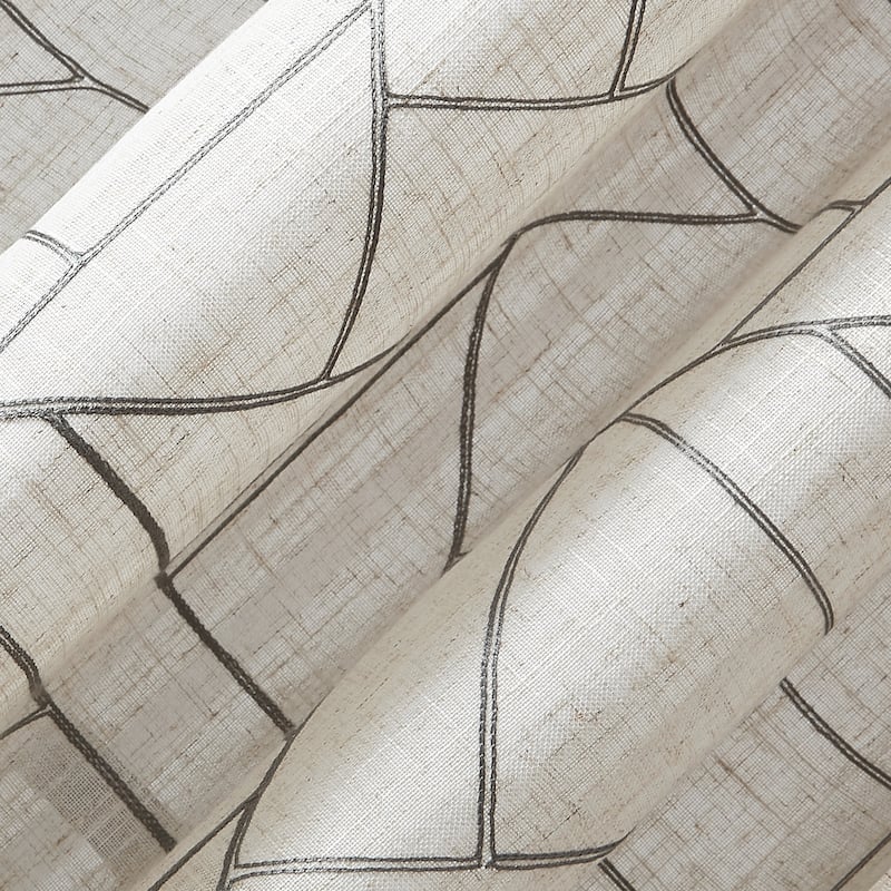 Archaeo Jigsaw Embroidery Linen Blend Curtain, Single Panel