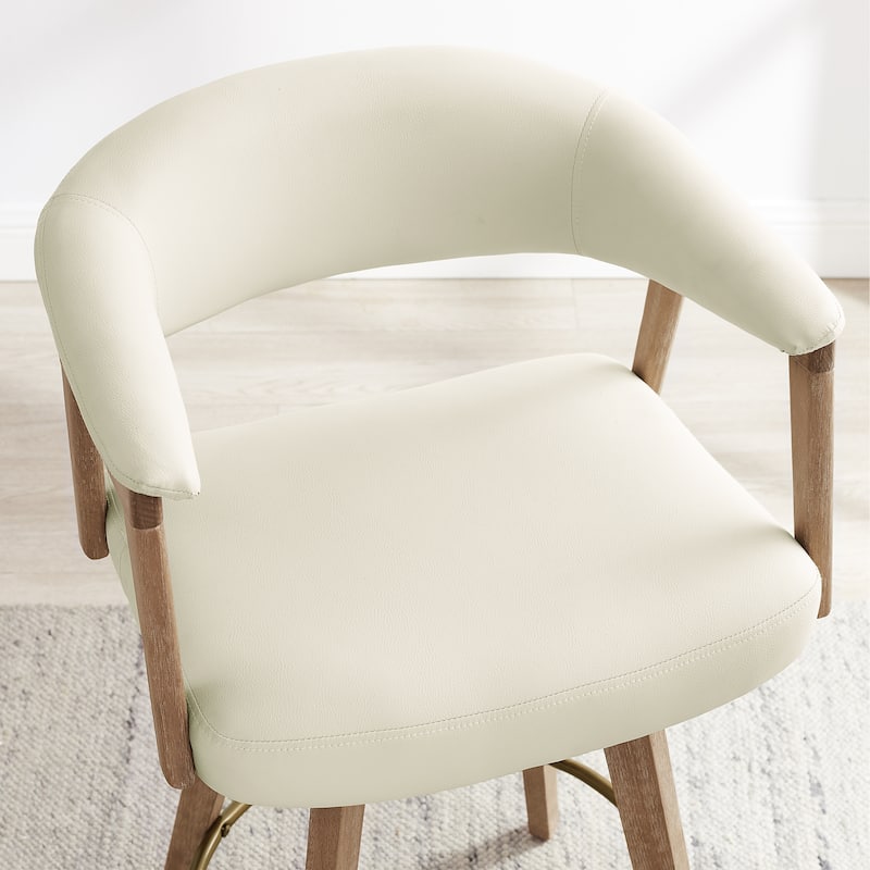 Set of 2 Comfortable Upholstered Counter Height Swivel Barstool