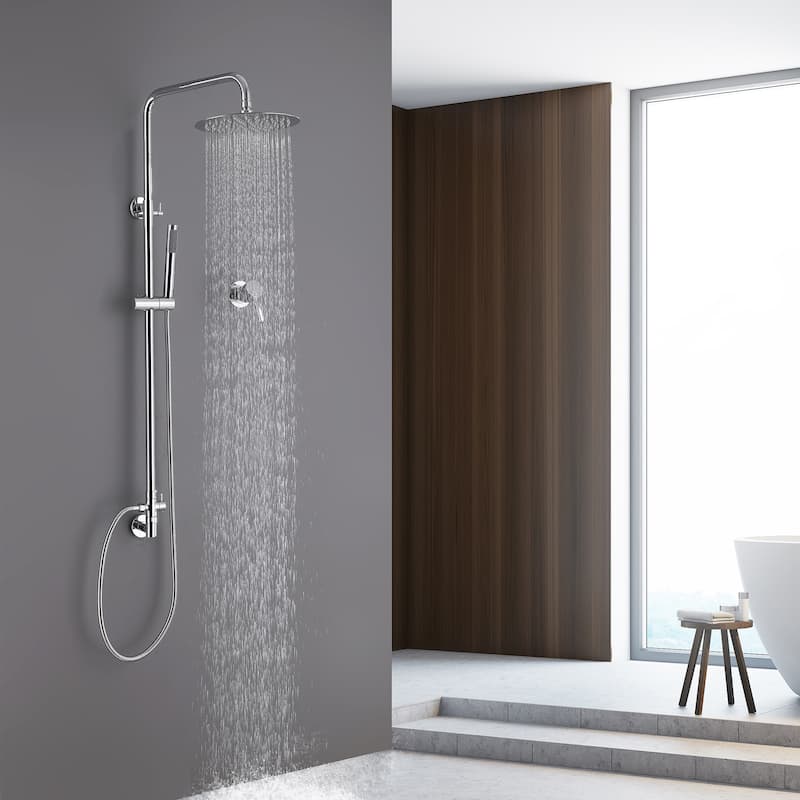 Rbrohant Wall Mounted Exposed Rain Combo Set, Shower System with 10" Showerhead and Handheld Showerhead