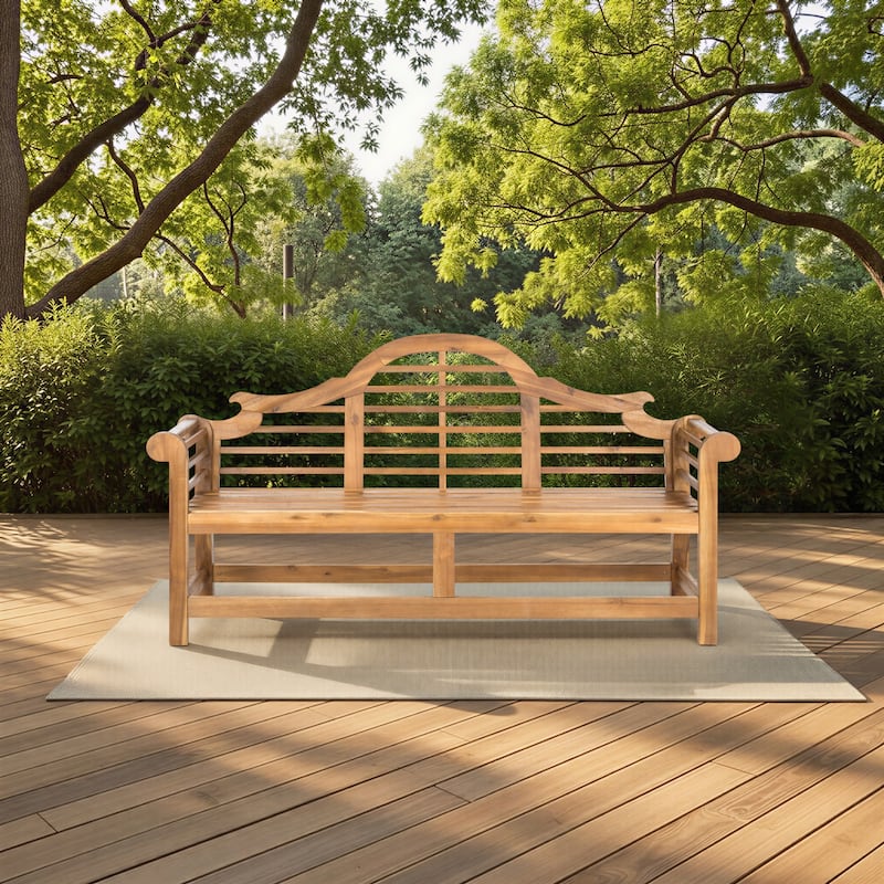 SAFAVIEH Outdoor Patio Furniture Hamida Acacia Wood Garden Bench - 77Wx23Dx41H - Natural