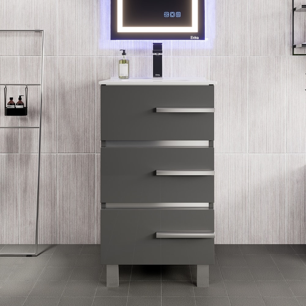 Eviva Deluxe 20"W x 18"D Vanity with White Porcelain Integrated Sink