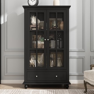Kerrogee 55.1"H  Bookcase Display Cabinet China Cabinet Glass Door