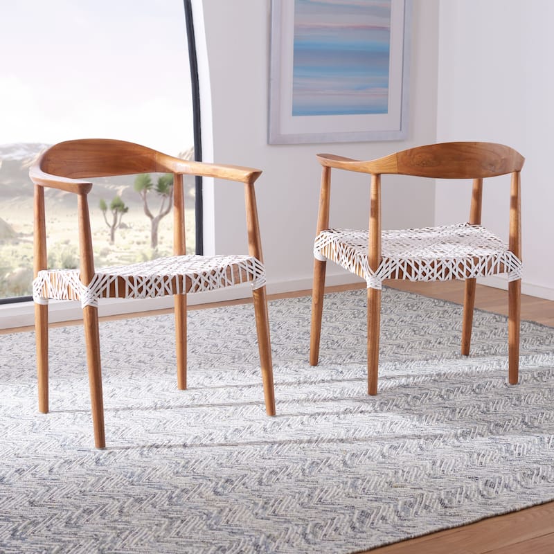 SAFAVIEH Therese Leather Woven Accent Chair - 25" W x 20.9" L x 30.9" H - 25Wx21Dx31H - Natural